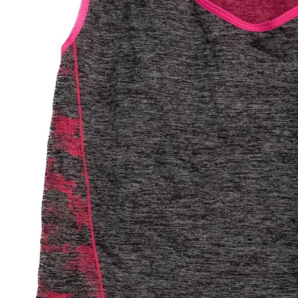Active Pro Womens Racerback Tank Top With Pink Trim & Side Panels - Heather Gray - Picture 3 of 8